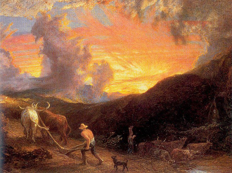 Palmer, Samuel Ploughing at Sunset France oil painting art